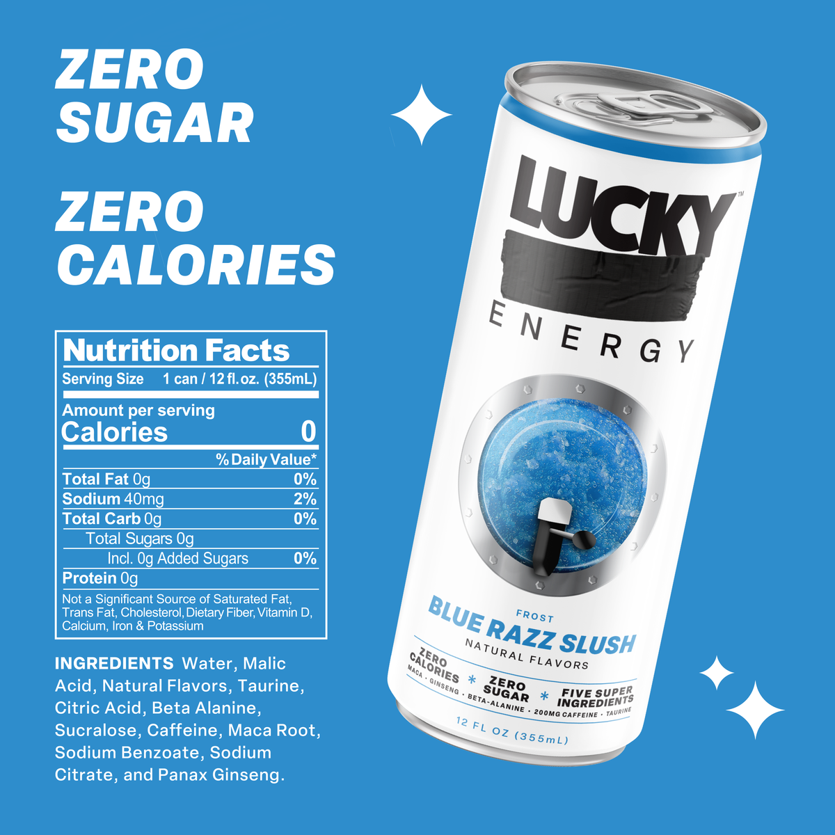 BLUE RAZZ SLUSH (12-PACK / 12OZ CAN) | Lucky Energy Merch & Apparel