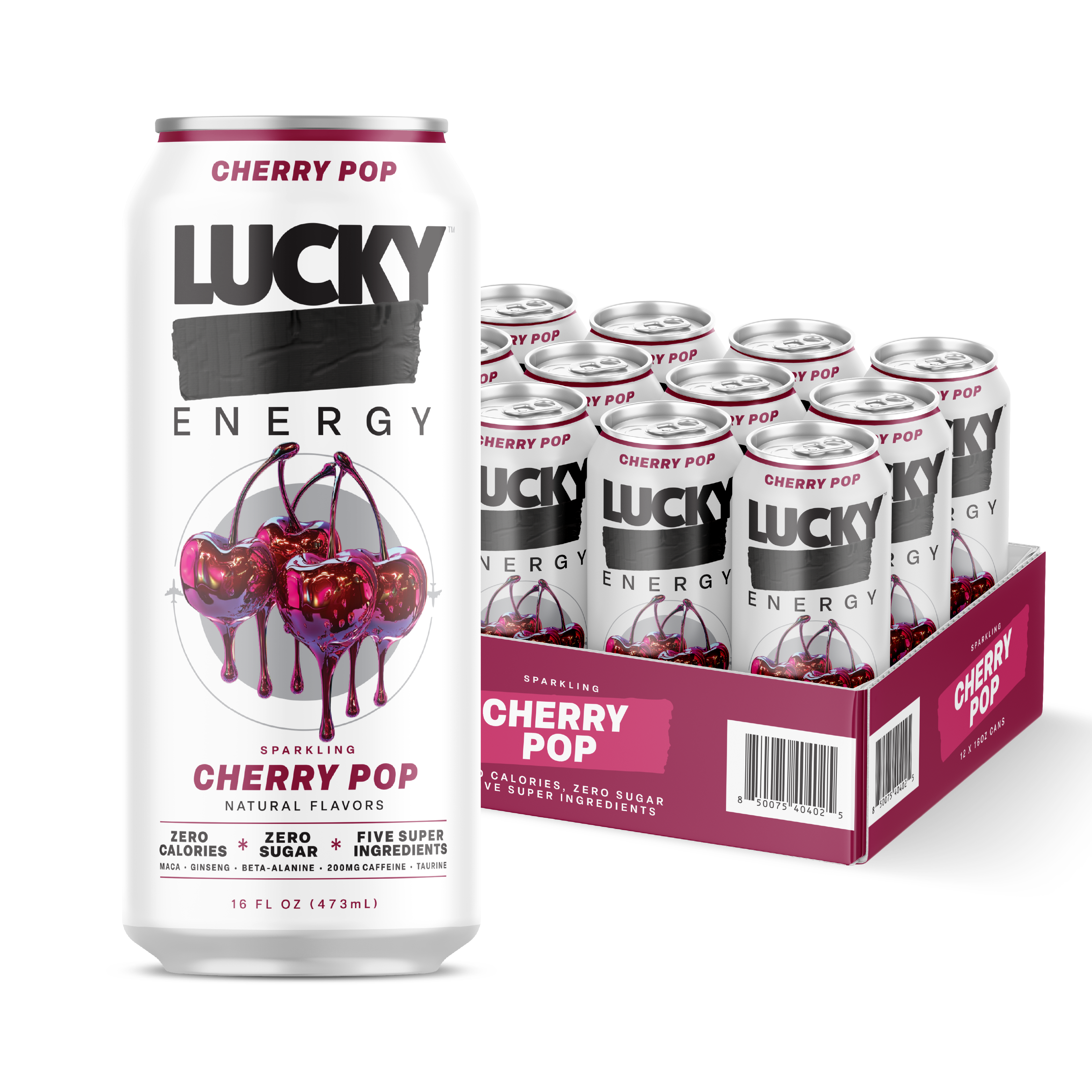 CHERRY POP (12-PACK / 16OZ CAN) | Lucky Energy Merch & Apparel