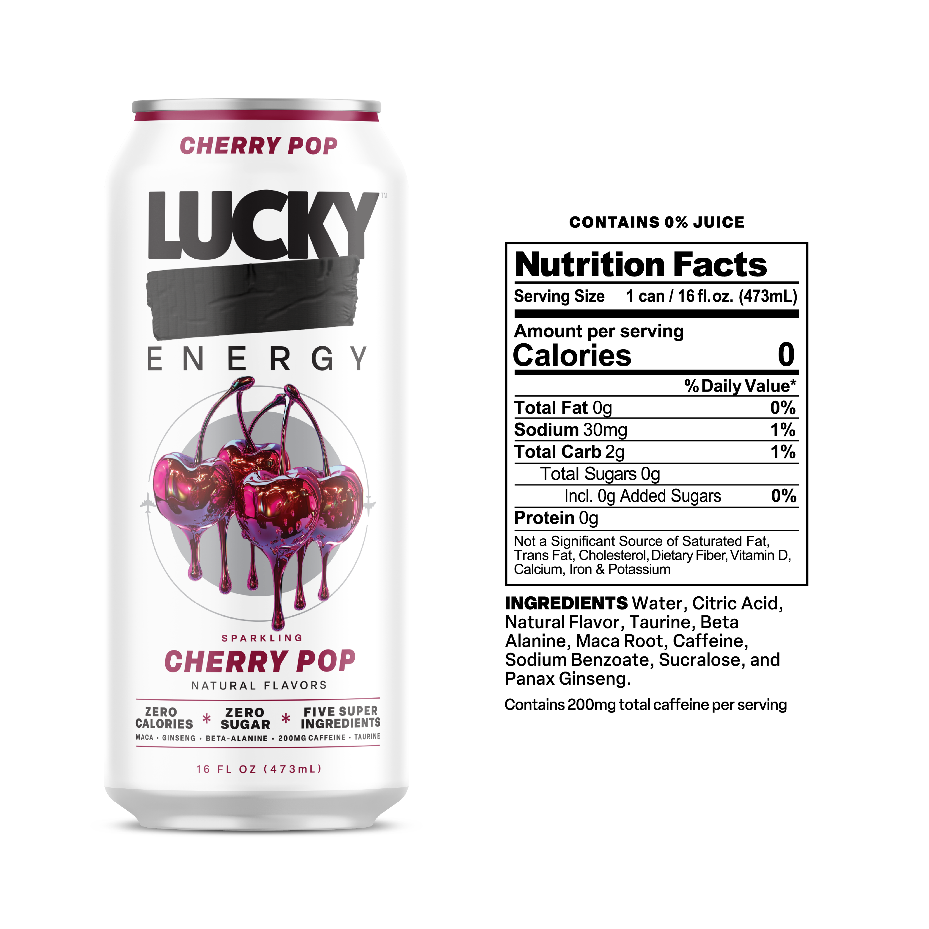 CHERRY POP (12-PACK / 16OZ CAN) | Lucky Energy Merch & Apparel
